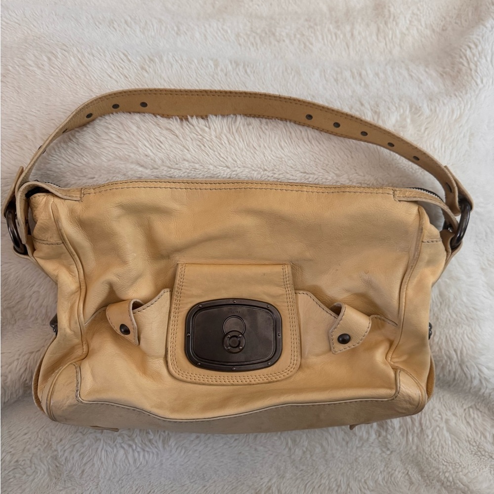 Celine Cream Shoulder Bag with Slouchy Design and Adjustable Strap